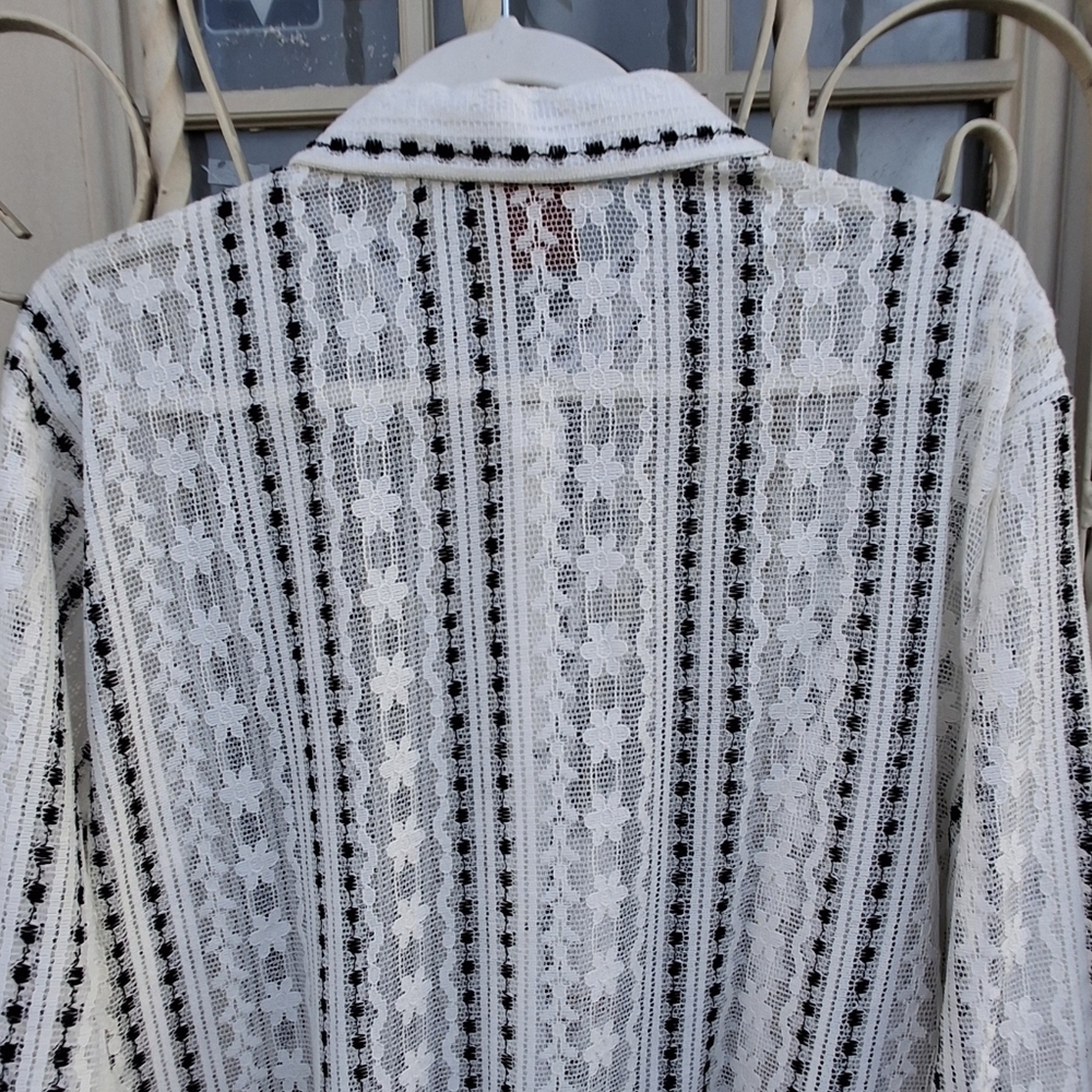 Suslo Collection Sexy Sheer White Floral Lace Button Sleeved Shirt Men Size XL - Picture 7 of 16